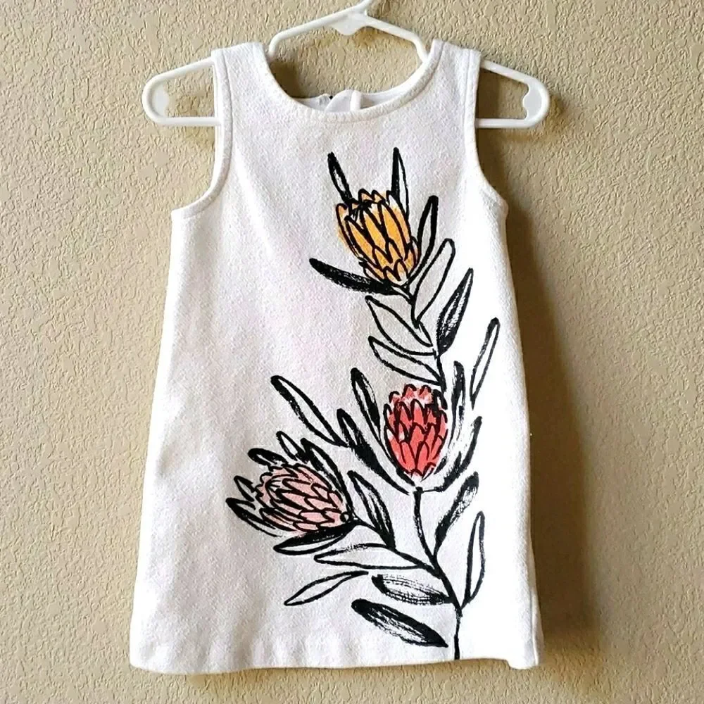 Oshkosh white floral dress 2T cotton spring summer Easter